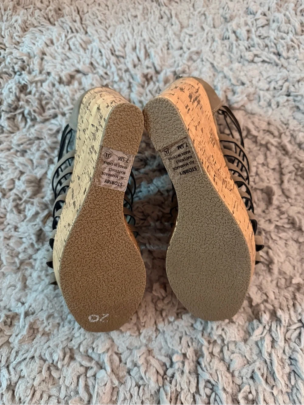 Jellypop Taupe Multi-Strap Cork Wedge Sandal